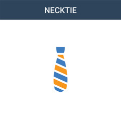 two colored necktie concept vector icon. 2 color necktie vector illustration. isolated blue and orange eps icon on white background.