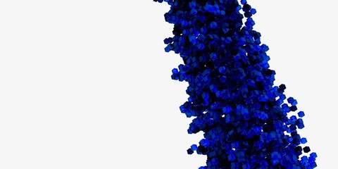 blue cubes, glass material, copy space, 3d render illustration 