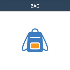 two colored Bag concept vector icon. 2 color Bag vector illustration. isolated blue and orange eps icon on white background.