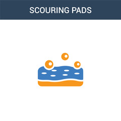 two colored scouring pads concept vector icon. 2 color scouring pads vector illustration. isolated blue and orange eps icon on white background.