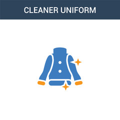 two colored Cleaner Uniform concept vector icon. 2 color Cleaner Uniform vector illustration. isolated blue and orange eps icon on white background.