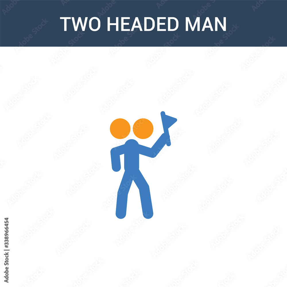 Poster two colored two headed man concept vector icon. 2 color two headed man vector illustration. isolated