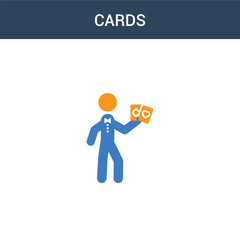 two colored Cards concept vector icon. 2 color Cards vector illustration. isolated blue and orange eps icon on white background.