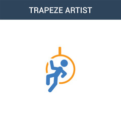 two colored Trapeze artist concept vector icon. 2 color Trapeze artist vector illustration. isolated blue and orange eps icon on white background.