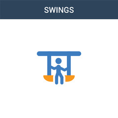 two colored Swings concept vector icon. 2 color Swings vector illustration. isolated blue and orange eps icon on white background.