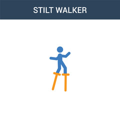 two colored Stilt walker concept vector icon. 2 color Stilt walker vector illustration. isolated blue and orange eps icon on white background.