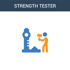 two colored Strength tester concept vector icon. 2 color Strength tester vector illustration. isolated blue and orange eps icon on white background.