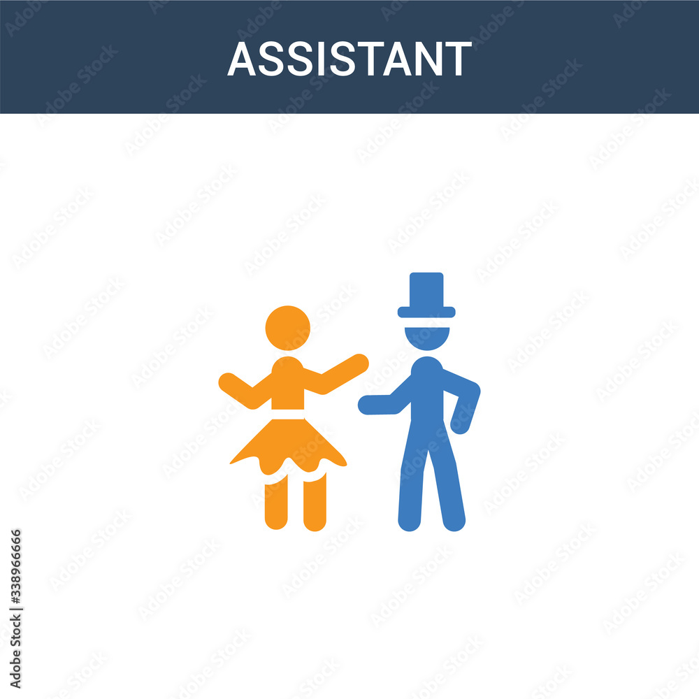 Poster two colored assistant concept vector icon. 2 color assistant vector illustration. isolated blue and 