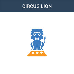 two colored Circus Lion concept vector icon. 2 color Circus Lion vector illustration. isolated blue and orange eps icon on white background.