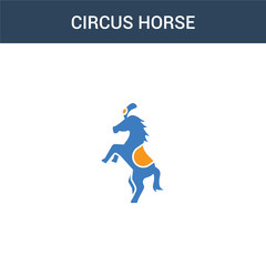 two colored Circus Horse concept vector icon. 2 color Circus Horse vector illustration. isolated blue and orange eps icon on white background.
