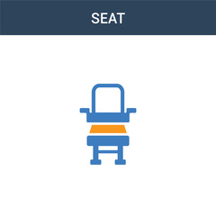 two colored Seat concept vector icon. 2 color Seat vector illustration. isolated blue and orange eps icon on white background.