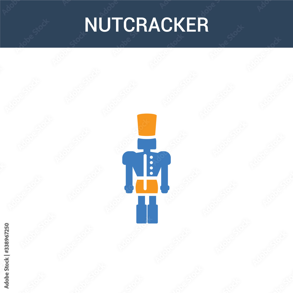 Poster two colored nutcracker concept vector icon. 2 color nutcracker vector illustration. isolated blue an