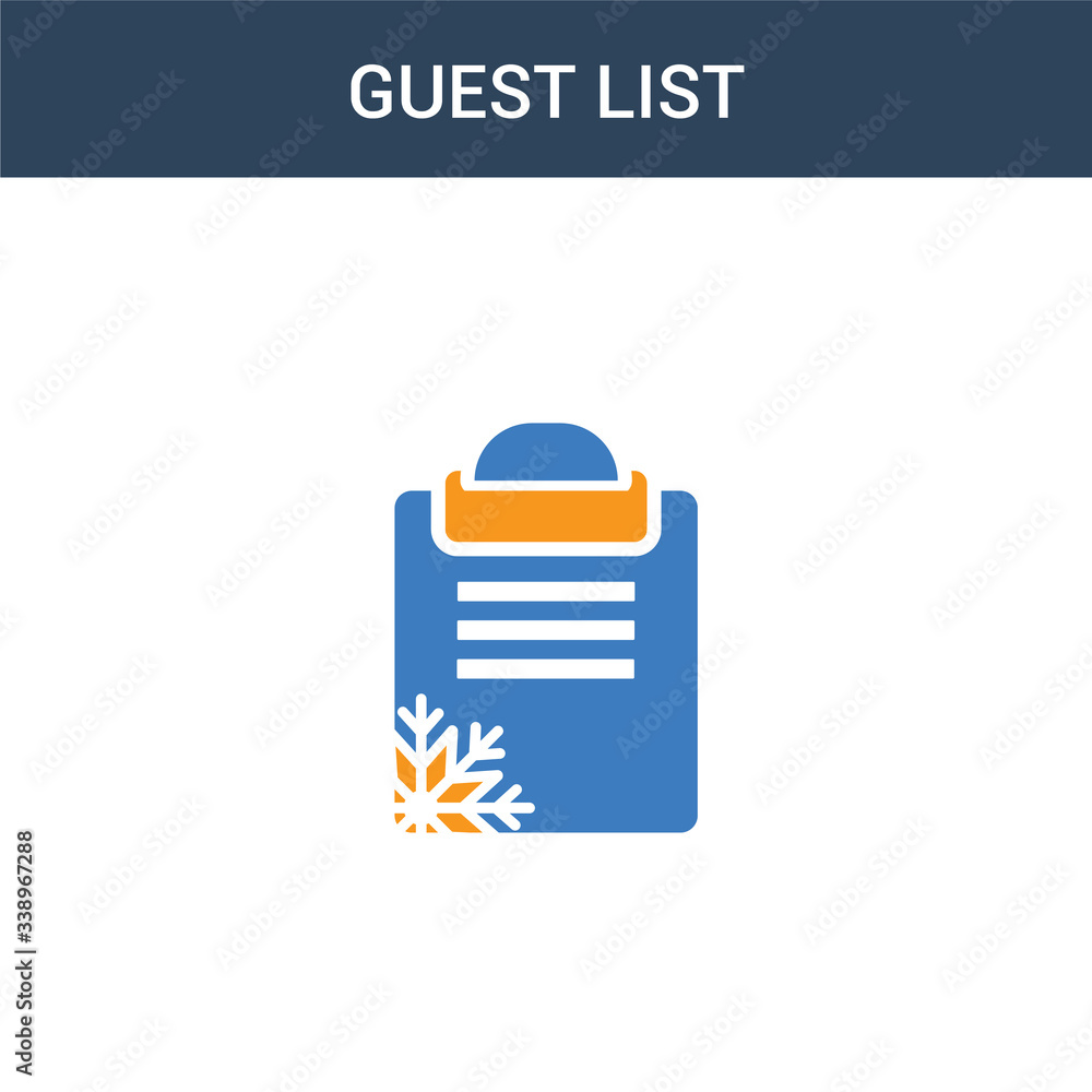 Poster two colored guest list concept vector icon. 2 color guest list vector illustration. isolated blue an