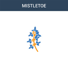 two colored mistletoe concept vector icon. 2 color mistletoe vector illustration. isolated blue and orange eps icon on white background.