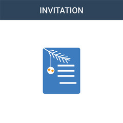 two colored Invitation concept vector icon. 2 color Invitation vector illustration. isolated blue and orange eps icon on white background.