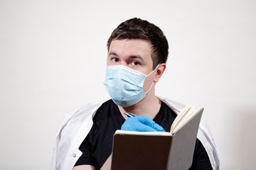man in medical mask, virus, disease, doctor, medicine, portrait