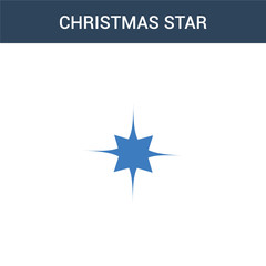 two colored Christmas star concept vector icon. 2 color Christmas star vector illustration. isolated blue and orange eps icon on white background.