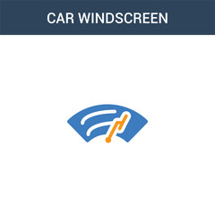 two colored car windscreen concept vector icon. 2 color car windscreen vector illustration. isolated blue and orange eps icon on white background.