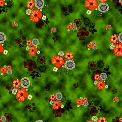 Elagance Seamless flower pattern with cloud background