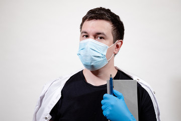 man in medical mask, virus, disease, doctor, medicine, portrait