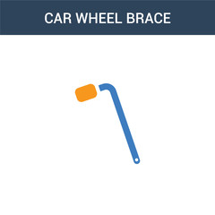 two colored car wheel brace concept vector icon. 2 color car wheel brace vector illustration. isolated blue and orange eps icon on white background.