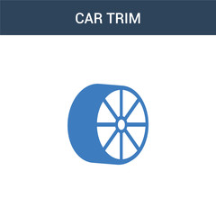 two colored car trim concept vector icon. 2 color car trim vector illustration. isolated blue and orange eps icon on white background.