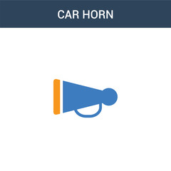two colored car horn concept vector icon. 2 color car horn vector illustration. isolated blue and orange eps icon on white background.