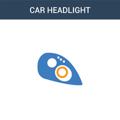 two colored car headlight concept vector icon. 2 color car headlight vector illustration. isolated blue and orange eps icon on white background.