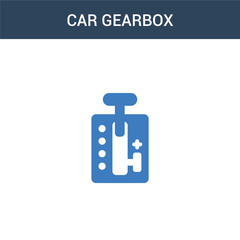 two colored car gearbox concept vector icon. 2 color car gearbox vector illustration. isolated blue and orange eps icon on white background.