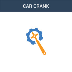 two colored car crank concept vector icon. 2 color car crank vector illustration. isolated blue and orange eps icon on white background.