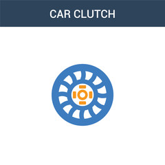 two colored car clutch concept vector icon. 2 color car clutch vector illustration. isolated blue and orange eps icon on white background.