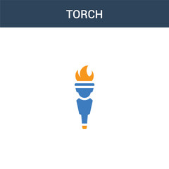 Obraz premium two colored Torch concept vector icon. 2 color Torch vector illustration. isolated blue and orange eps icon on white background.
