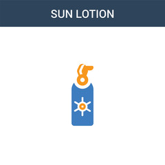 two colored Sun lotion concept vector icon. 2 color Sun lotion vector illustration. isolated blue and orange eps icon on white background.