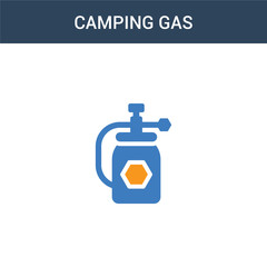 two colored Camping gas concept vector icon. 2 color Camping gas vector illustration. isolated blue and orange eps icon on white background.