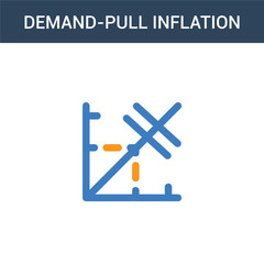 two colored Demand-pull inflation concept vector icon. 2 color Demand-pull inflation vector illustration. isolated blue and orange eps icon on white background.