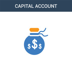 two colored Capital account concept vector icon. 2 color Capital account vector illustration. isolated blue and orange eps icon on white background.