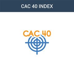 two colored CAC 40 index concept vector icon. 2 color CAC 40 index vector illustration. isolated blue and orange eps icon on white background.