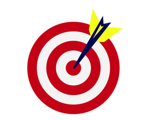 target dartboard. Hit the target with the arrow. success concept flat vector.