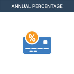 two colored Annual percentage rate (APR) concept vector icon. 2 color Annual percentage rate (APR) vector illustration. isolated blue and orange eps icon on white background.