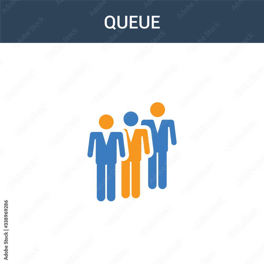 Poster two colored queue concept vector icon. 2 color queue vector illustration. isolated blue and orange e