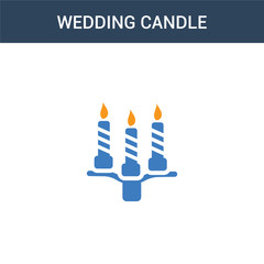 two colored wedding Candle concept vector icon. 2 color wedding Candle vector illustration. isolated blue and orange eps icon on white background.