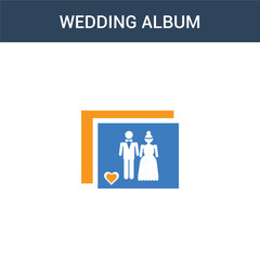 two colored wedding Album concept vector icon. 2 color wedding Album vector illustration. isolated blue and orange eps icon on white background.