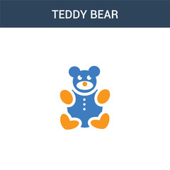 two colored Teddy bear concept vector icon. 2 color Teddy bear vector illustration. isolated blue and orange eps icon on white background.