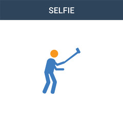two colored Selfie concept vector icon. 2 color Selfie vector illustration. isolated blue and orange eps icon on white background.