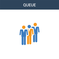 two colored Queue concept vector icon. 2 color Queue vector illustration. isolated blue and orange eps icon on white background.