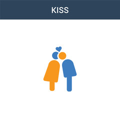 two colored Kiss concept vector icon. 2 color Kiss vector illustration. isolated blue and orange eps icon on white background.