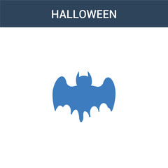 two colored Halloween concept vector icon. 2 color Halloween vector illustration. isolated blue and orange eps icon on white background.