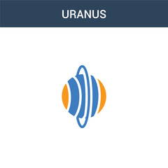 two colored Uranus concept vector icon. 2 color Uranus vector illustration. isolated blue and orange eps icon on white background.