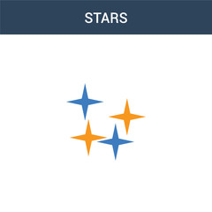 Obraz premium two colored Stars concept vector icon. 2 color Stars vector illustration. isolated blue and orange eps icon on white background.