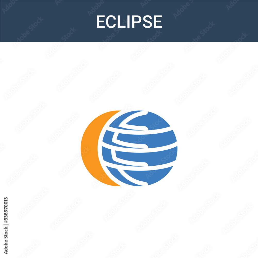 Poster two colored eclipse concept vector icon. 2 color eclipse vector illustration. isolated blue and oran